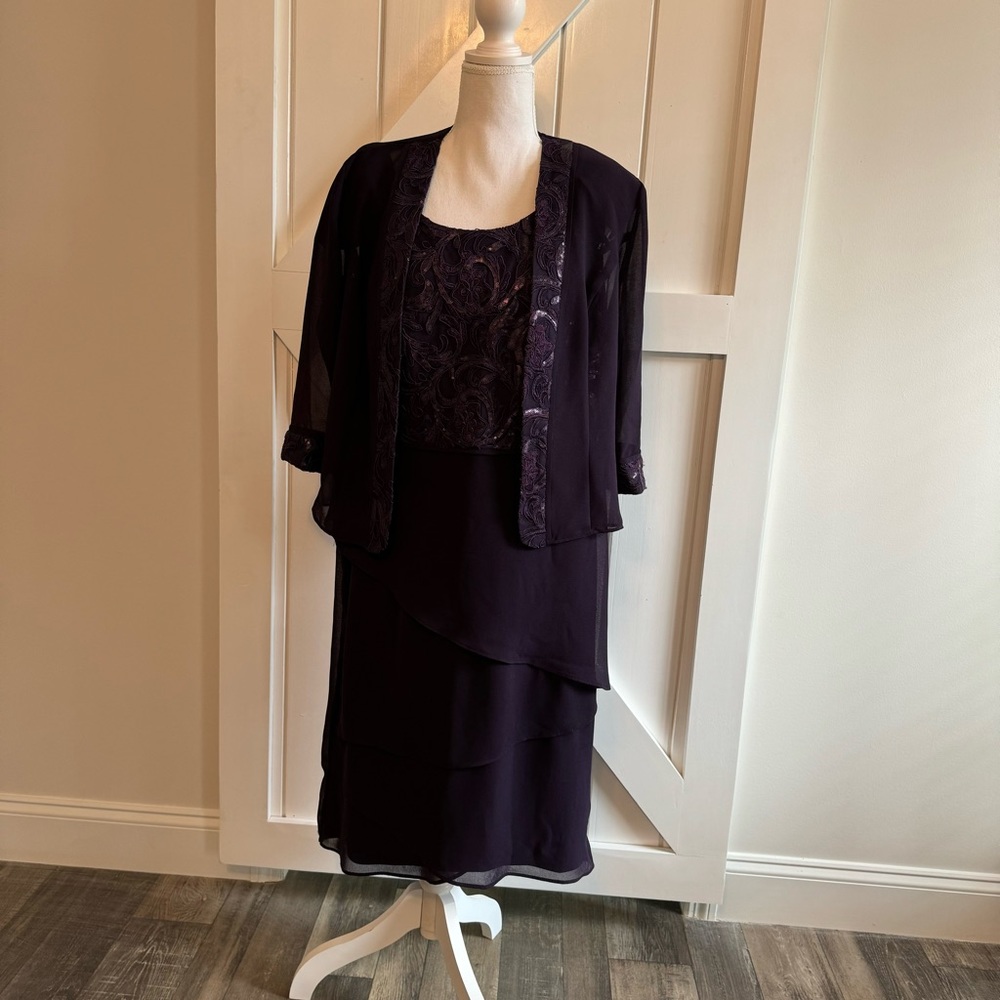 Maya Brooks Purple Dress with Jacket